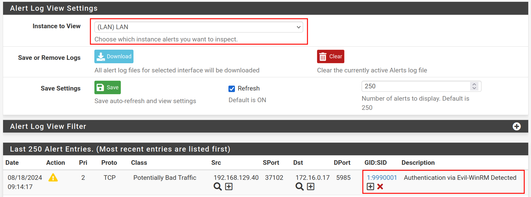 PfSense-suricata-alert