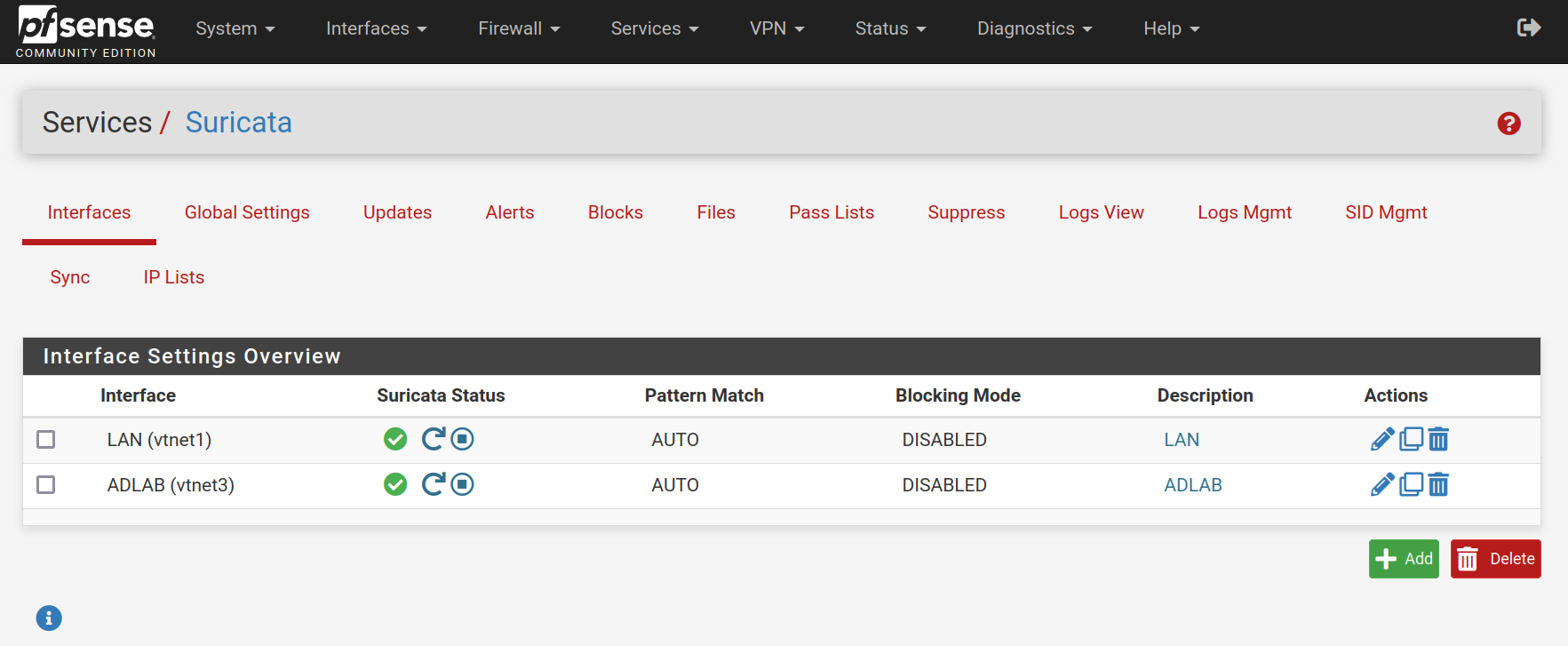 PfSense-suricata-interfaces